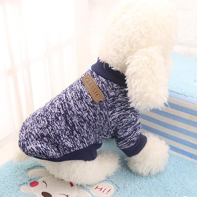 Idepet Pet Dog Classic Knitwear Sweater, Fleece Coat for Small,Medium Dog,Warm Pet Dog Cat Clothes,Soft Puppy Customes 2 Color (XXL, Navy)