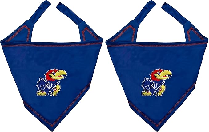 Pets First NCAA Kansas Jayhawks TIE Bandana, Size Large/X-Large. Dog Bandana Scarf Bib for Pet Cat Dog. The Ultimate Game-Day, Party Bandana (Pack of 2)