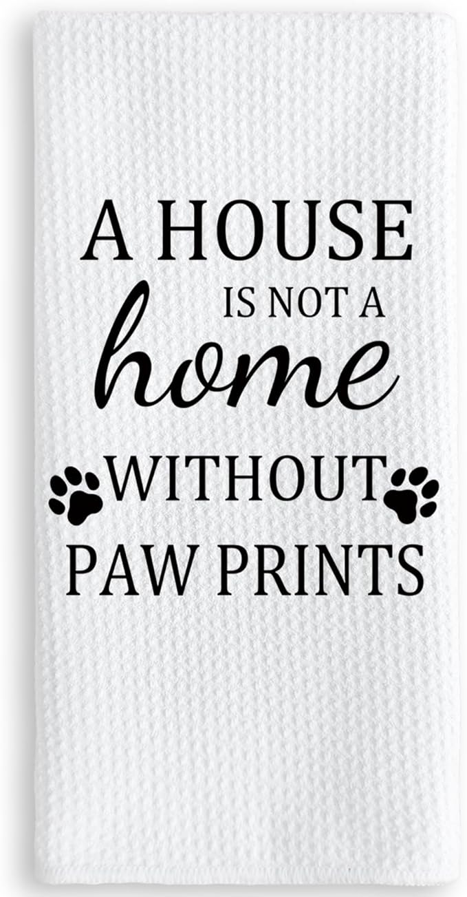 TNUW Dog Themed Gifts Kitchen Towels 16'24', Dogs Mom Gifts for Women, Dog Decorations for The Home, House Warming Gifts New Home, Paw Prints Kitchen Tea Hand Towels,