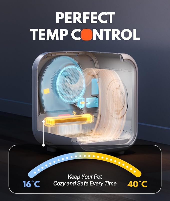 HomeRunPet Cat Dryer, 360° Efficient Automatic and Quiet Box with Smart Temperature Control, Ideal for Cats and Medium Dogs (62L Drybo Pro Pet Dryer Box)