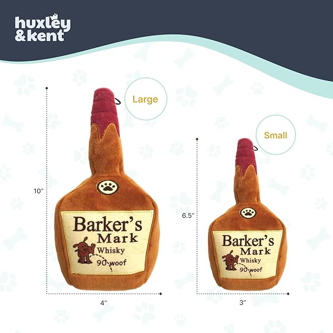 Huxley & Kent Funny Dog Toy w/Squeaker – Power Plush Squeaky Dog Toys for Small, Medium & Large Dogs – Soft Stuffed Animal for Indoor Play & Fetch - Barker's Mark, Large