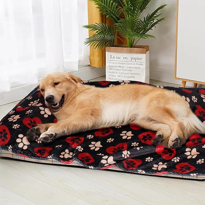 Premium Soft Dog Blanket Washable,43"x30" Cat Blanket for Indoor Cats Large Medium Small Dog Gifts Puppy Essentials (Red/Black)