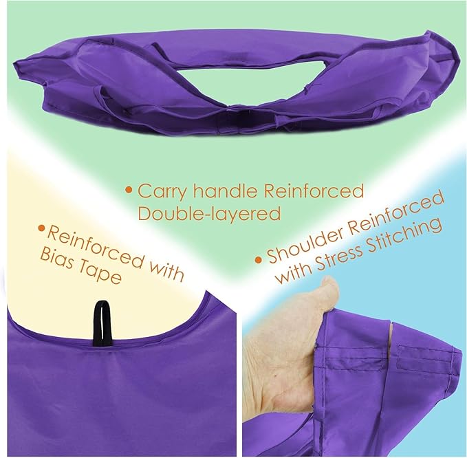 BeeGreen Purple Reusable Grocery Bags with Elastic Band Reusable Shopping Bags Bulk 50LBS X-Large Foldable-Machine Washable-Heavy Duty 20 Pieces