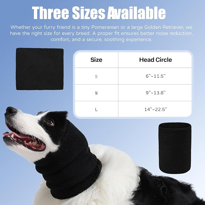 Dog & Cat Calming Band Cat Anxiety Relief Cover,Double Layer Thickened Pet Ears Elastic Neck Band Noise Cancelling Ear Muffs for Anxiety Relief/Noise Protection,Grooming,Thunder,Fireworks