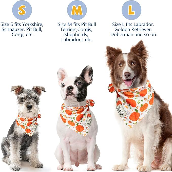 SCENEREAL Thanksgiving Dog Bandana, Fall Pumpkin Double Side Dog Scarf for Small Medium Large Dogs Cats Puppy,Holiday Bandanas for Dogs Boys Girls, Premium & Soft Fabric Pet Accessories for Birthday