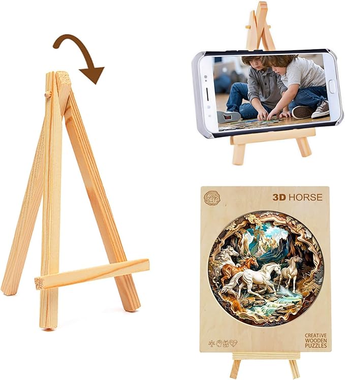 Wooden Puzzle for Adults-3D Visual Effect Horse Wooden Puzzle Unique Shape Advanced Wooden Jigsaw Puzzle for Adults and Kids,Best Birthday Gift,Christmas Craft kit (M-11.4 * 11.4in-200pcs)