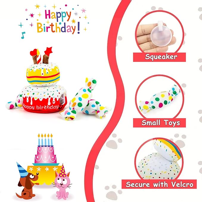 Hollypet Hide and Seek Squeaky Dog Toy, Designed Interactive Puzzle Plush Stuffed Puppy Toys，Cake