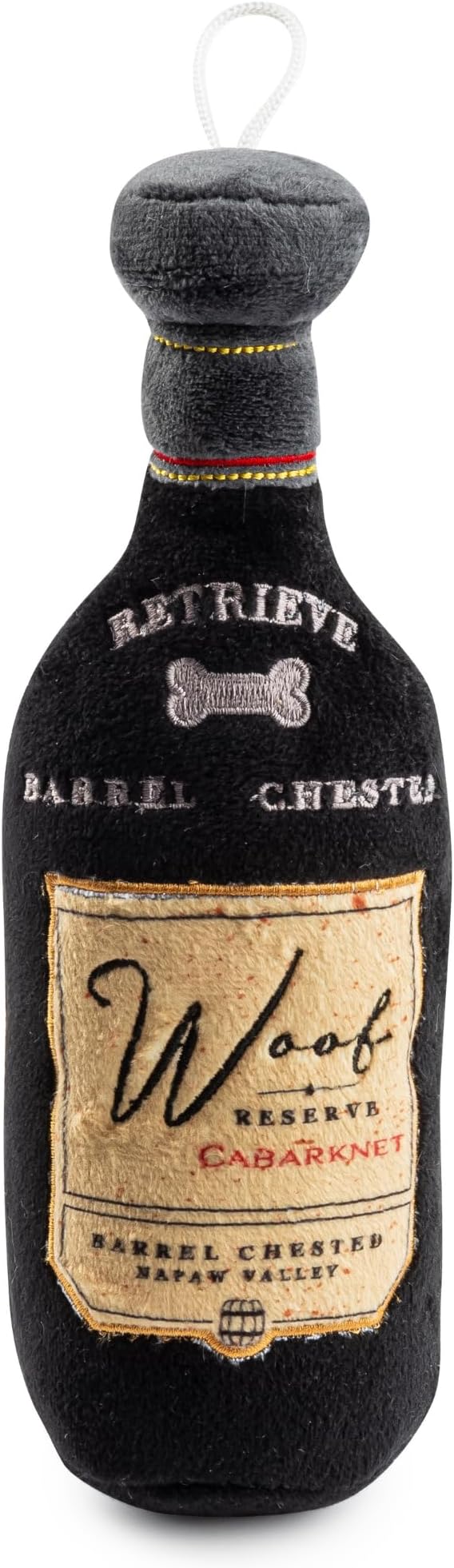 Haute Diggity Dog Woof Reserve Cabarknet Plush Dog Toy for Small, Medium & Large Dogs, Interactive Funny Parody Squeaky Toys, Soft, Durable, Machine-Washable, Safe & Cute Birthday Gift for Dogs