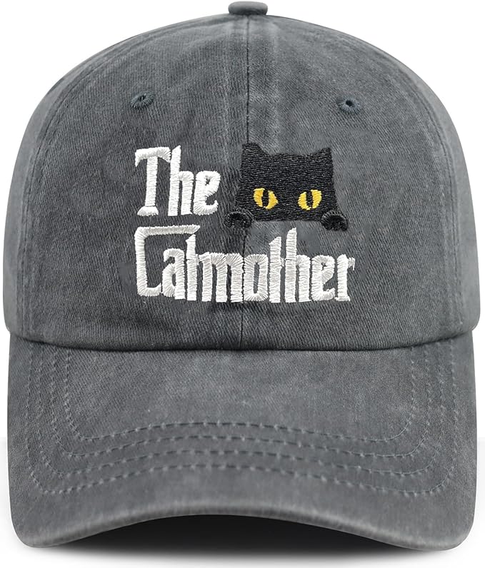 Black Cat Hat,Ragdoll Cat Embroidered Adjustable Cotton Baseball Cap for Men Women,Gifts for Cat Lovers