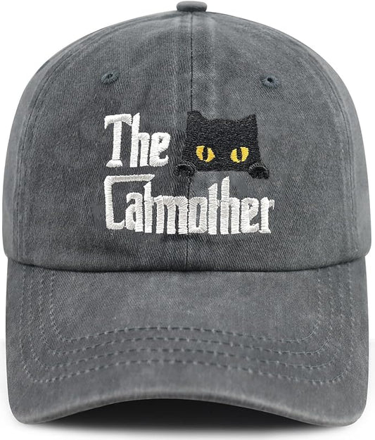 Black Cat Hat,Ragdoll Cat Embroidered Adjustable Cotton Baseball Cap for Men Women,Gifts for Cat Lovers