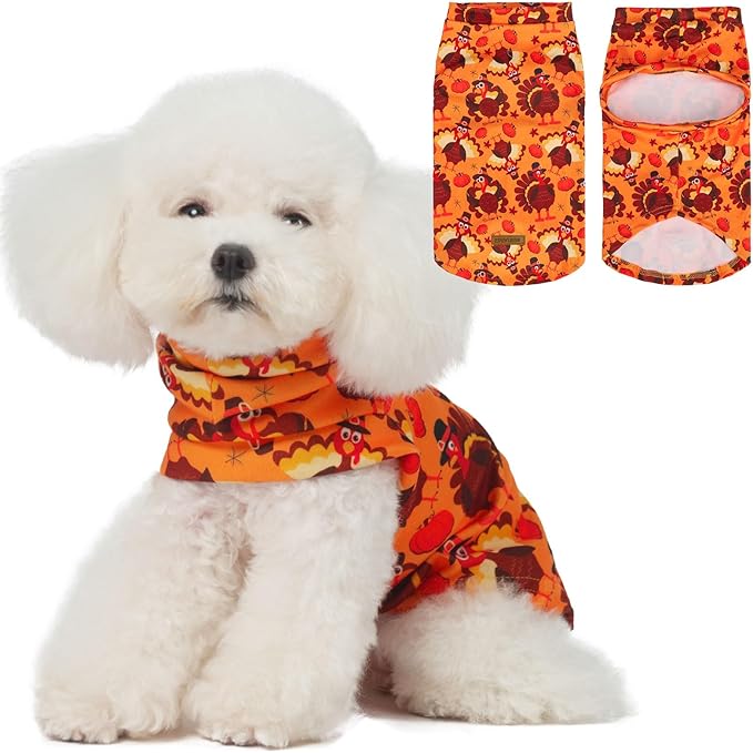 EXPAWLORER Thanksgiving Cat Sweater - Sweaters for Cats Only Soft Warm Pet Clothes, Fall and Winter Turkey Coat Pullover Design, Fleece Sweatshirt Clothing Also for Puppy Small Dogs, Large