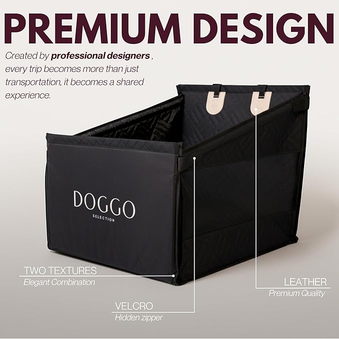 Premium Dog Car Seat & Back Seat – Waterproof & Non-Slip Travel Hammock with Storage Pockets | Secure & Comfortable Pet Seat Cover for Medium Dogs – Fits Cars, SUVs & Trucks (Black)