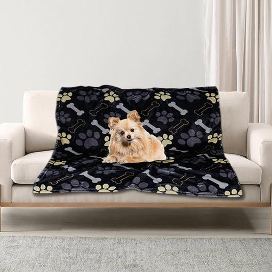 Dog Blanket for Medium Dogs Washable - Soft Fluffy Puppy Blanket with Premium 300GSM Coral Fleece, Cozy Calming Cat Blankets for Indoor Cats for Kitten Doggy, Black
