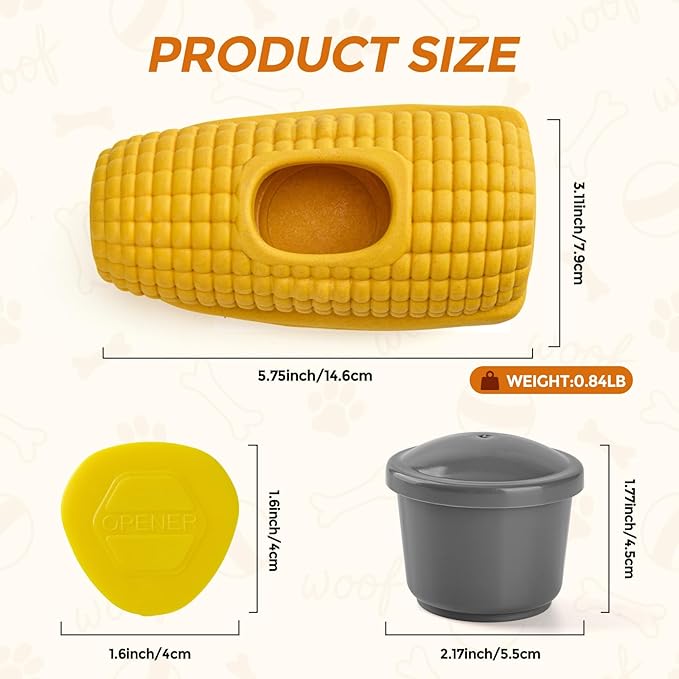 Interactive Frozen Dog Treat Toy, Indestructible Dog Enrichment Toys for Large Dogs, Dog Toys to Keep Them Busy, Corn Shape