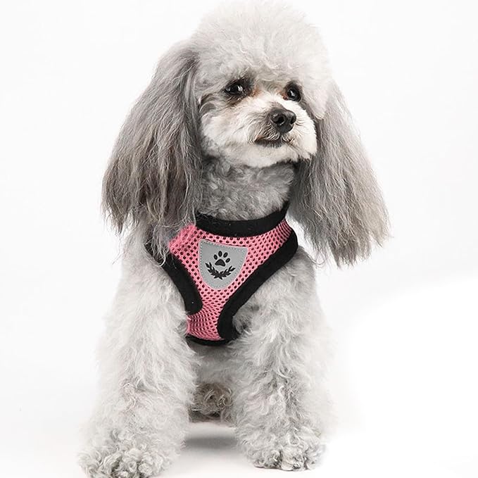 shudyear Summer cat Chest Harness and Leash, Anti-Escape Adjustable Soft mesh cat Leash and Chest Harness Set for All Types of Cats cat Vests(Size M,Pink)