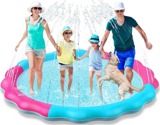 Kids Dog Splash Pad Sprinkler - Jasonwell Non Slip Dog Sprinkler Pad Splash Pool Puppy Dogs Pool Summer Outdoor Water Toys Backyard Durable Splash Pad for Toddlers Kids Small Medium Large Dogs Pet