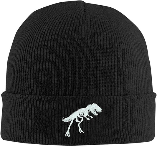 Fish Embroidery Beanie Hat Winter Warm Knit Cuffed Skull Cap for Women Men