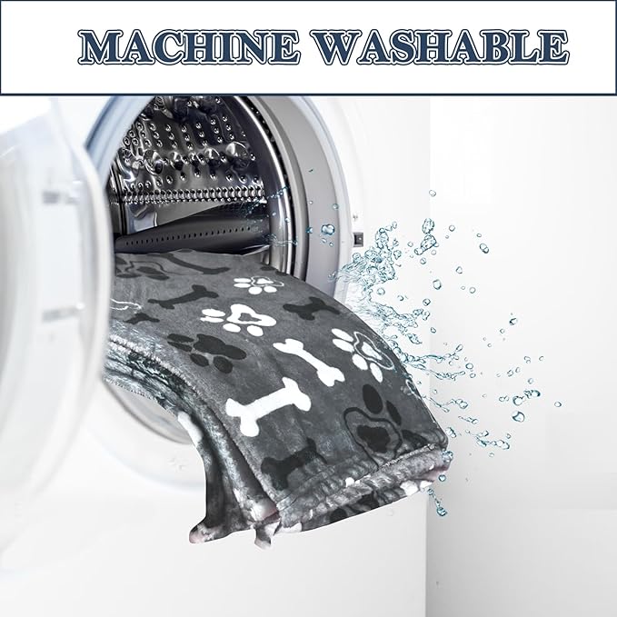 Dog Blanket,Super Soft Fluffy Premium Fleece Pet Puppy Blanket for Large Medium Dog Cat Mat Cover for Bed Couch,Cute Reversible Cow Print, Gray,(41 x 31 Inch)