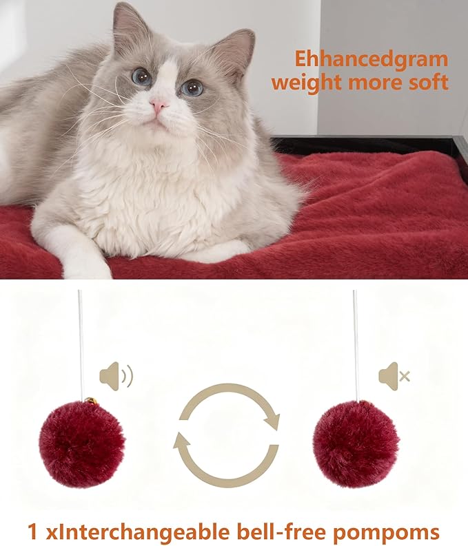 FourFurPets 26.7in Large Cat Tree Tower Condo, Cat Scratch Posts for Indoor Cats, Big Plate, Three 23.6in Full Sisal Scratching Posts, Black&Red