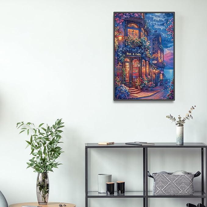 Street Landscape Puzzles for Adults 1000 Pieces, Jigsaw Puzzles 1000 Pieces for Adults, Fun Puzzles with Letters On Back, Challenging Game Toys, Family Decoration Puzzle (19 * 27in)