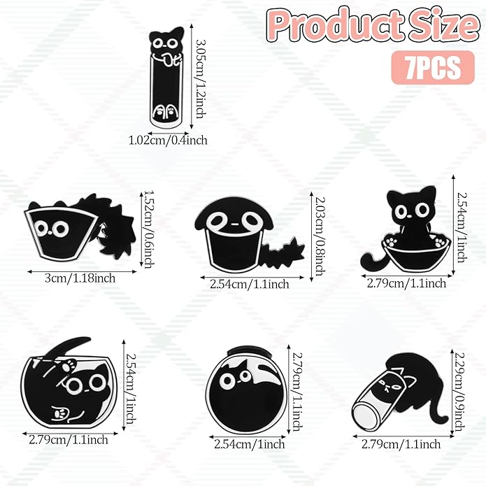 7 Pcs Enamel Pin Funny Reading Animal Brooch Alloy Cute Cartoon Lapel Pins Cat Clip Decoration Badges for Backpacks Clothes Jackets Bags Hat