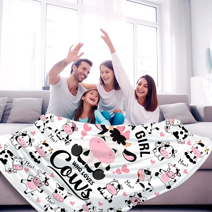 Cow Blanket Plush Gifts Just A Girl Who Loves Cow Blankets Ultra Soft Cozy Flannel Throw Blankets Bedding for Kids Girls Adults Women Gifts 60" x50