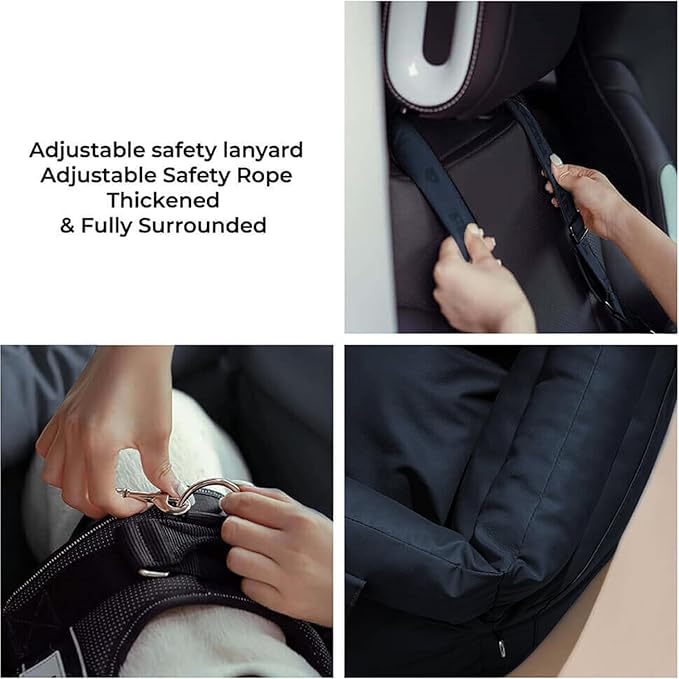 FUNNYFUZZY Dog Car Seat for Medium Sized Dogs, Waterproof 3 in 1 Soft Leather Dog Car Bed for Travel and Home,Portable and Safety,Fits Pets Up to 35 lbs(Black)