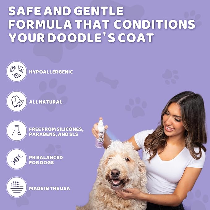 Dog Detangler Spray Dematting for Doodle - Natural Dog Leave in Conditioner Spray for Grooming and Mat Removal, Detangler Spray for Dogs Matted Hair, Puppy Poodle Detangler & Grooming