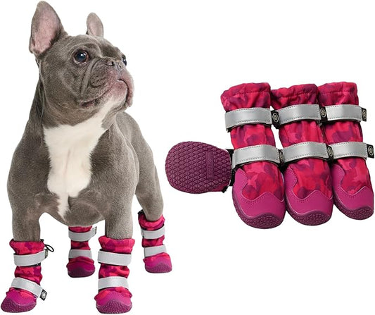 Spark Paws Dog Shoes, Waterproof Dog Boots for Medium to Large Dogs, Non Slip, Breathable Dog Booties and Paw Protectors - 4PCS Doggie Hiking Boots with Reflective Straps, Pink Camo, Size 2