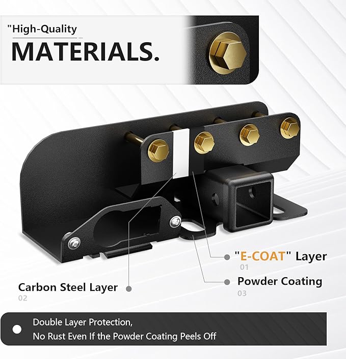 for Ford Bronco Hitch Tow Trailer Kit Compatible for 2021 2022 2023 2024 2025 Ford Bronco 2 Door & 4 Door Hitch Receiver with Cover, 2 Inch Rear Bumper Towing Hook (Exclude Bronco Sport)