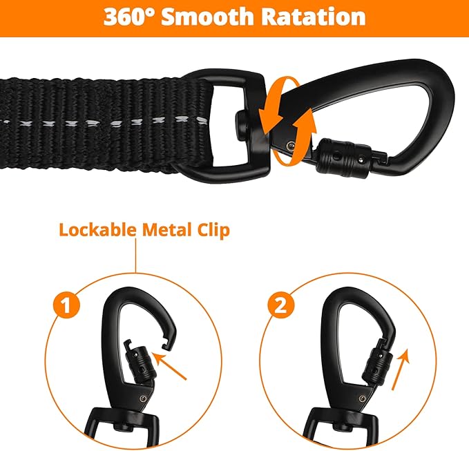 Long Dog Leash 30 FT: Heavy Duty Rope Leashes for Dogs Training with Swivel Lockable Hook Reflective Threads Bungee and Padded Handle - Dog Lead for Large Small Medium Dogs Outside Walking Hiking