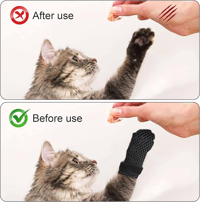 4 Pack Breathable Cat Shoes to Prevent Scratcning, Adjustable Only Cats Booties Mittens Socks (Grey, S)