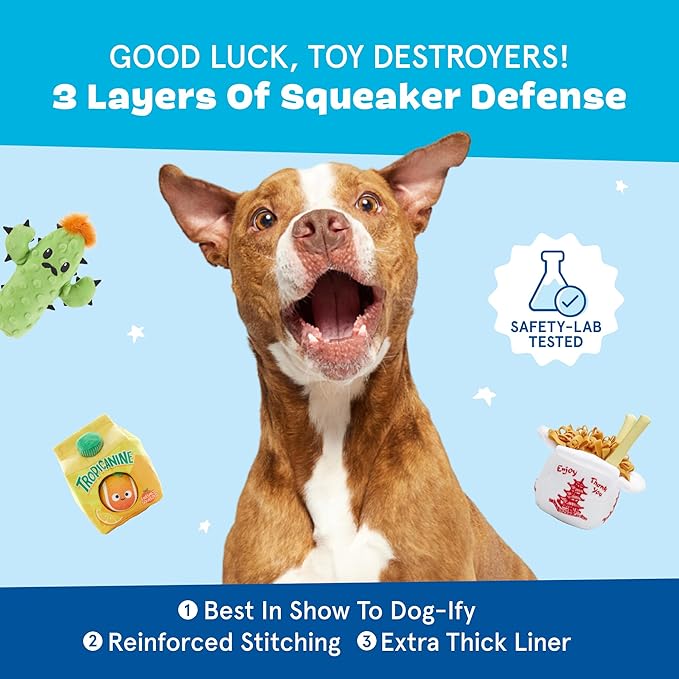 Barkbox 2 in 1 Interactive Plush Dog Toy - Rip and Reveal Toy for Dogs and Puppies - Stimulating Squeaky Pet Toys | Consuela Cactus (Small)