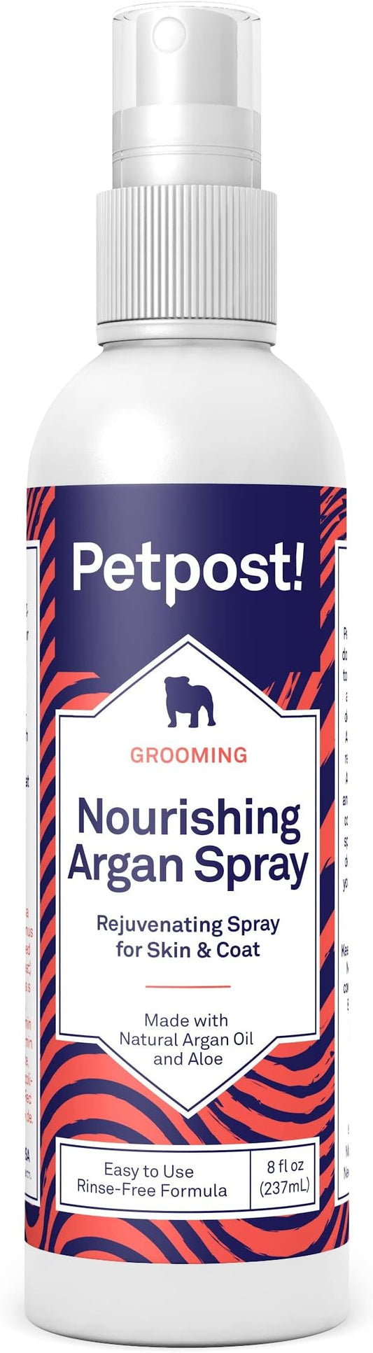 Petpost | Waterless Argan Oil Dog Shampoo Spray. Rinse-Free Cleaner & Deodorizer with Aloe & Safflower Oil. Moisturizes Skin & Softens Coat. 8 oz