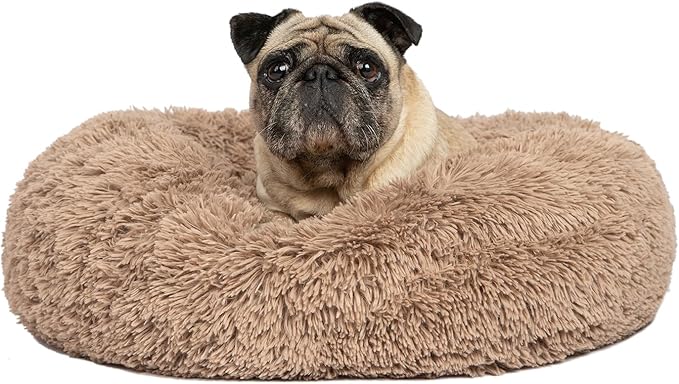 Best Pet Supplies Dog House Bed Crate Mat Tent Indoor Round Soft Plush for Small, Medium, and Large Breeds - Caramel, 30 x 30 x 8