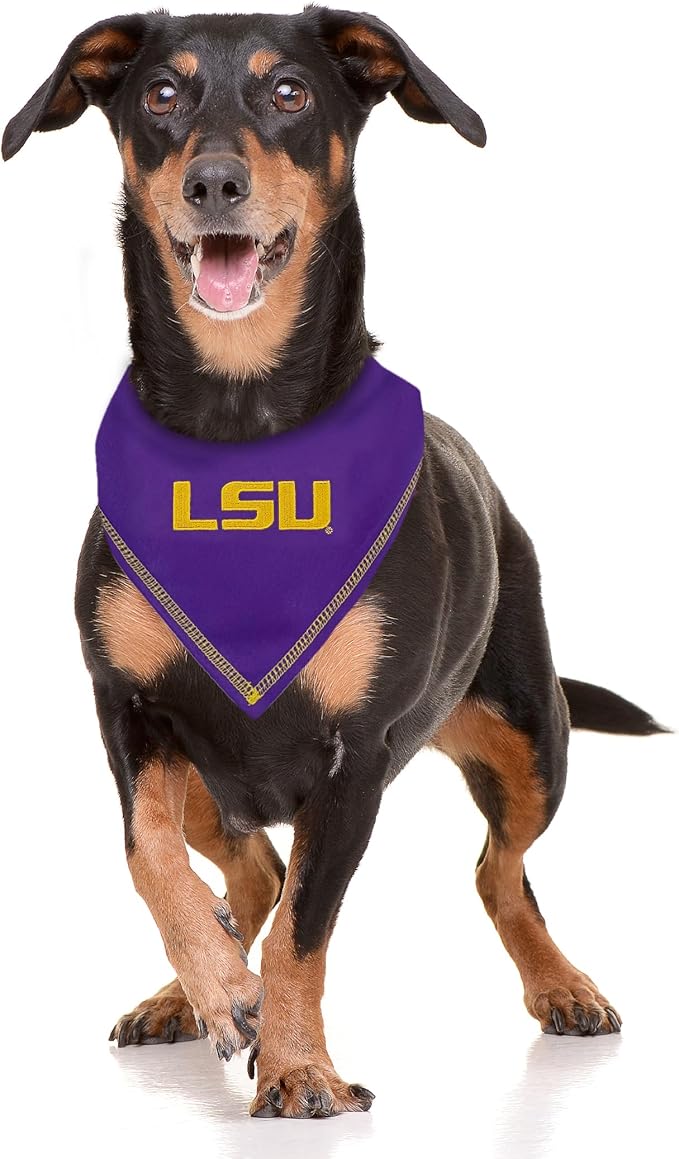 NCAA LSU Tigers Tie Bandana, Large/x-Large. Dog Bandana Scarf Bib for Pet Cat Dog. The Ultimate Game-Day, Party Bandana
