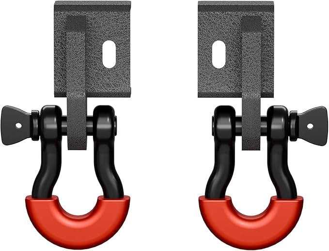 YZOAN Demon Front Tow Hook Bracket, Compatible with 2009–2023 Toyota Tacoma, 2-Pack 3/4" D-Ring Shackles with 7/8" Screw Pin, Isolators & Washers – Red Off-Road Hitch Mount