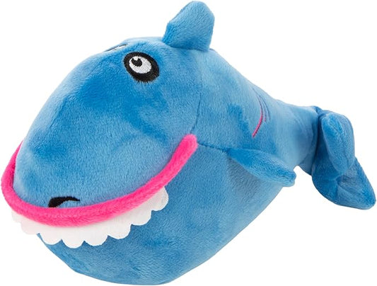 goDog Action Plush Shark Animated Squeaky Dog Toy with Chew Guard Technology, Durable Fabric and Wiggling Tail & Squeaker for Active Play, Blue, One Size