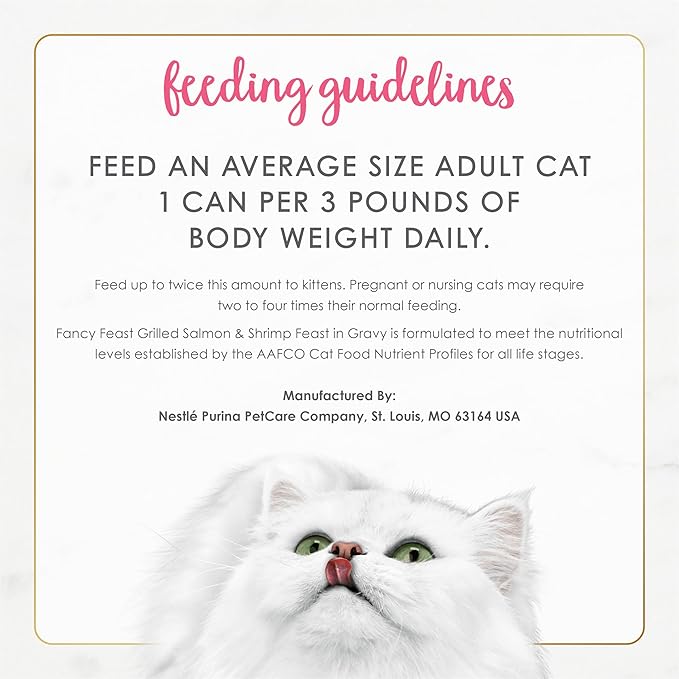 Purina Fancy Feast Grilled Wet Cat Food Salmon and Shrimp Feast in Wet Cat Food Gravy - (Pack of 24) 3 oz. Cans