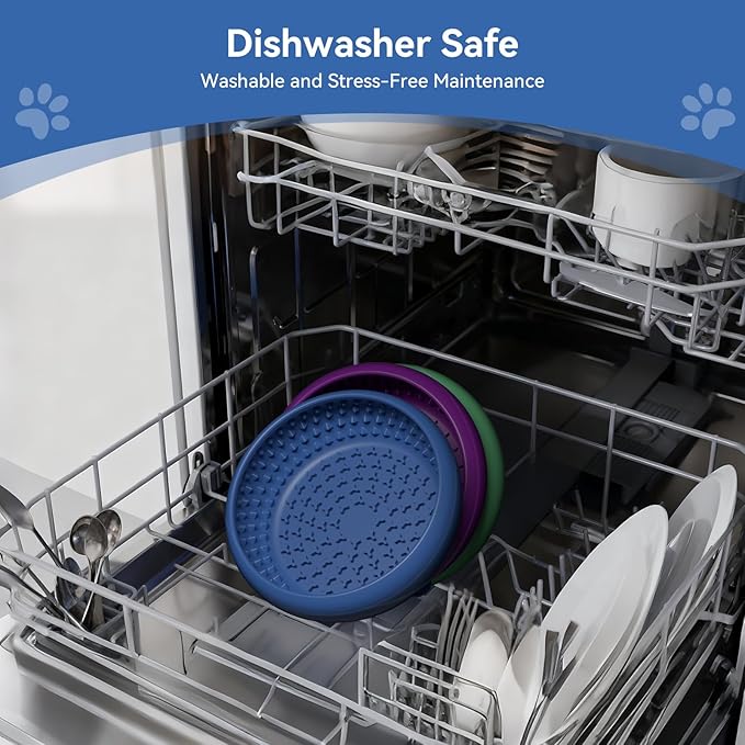 Slow Feeder Dog Bowl, BPA-Free Silicone Lick Mat for Small and Medium Dogs, Non-Slip & Dishwasher Safe (Dark Blue,L)