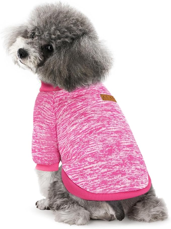 2 Pieces Pet Dog Classic Knitwear Sweater, Fleece Coat for Small,Medium Dogs,Warm Pet Dog Cat Clothes,Soft Puppy Customes for Chihuahua Yorkshire Tzu (Rose Red Orange,XXS)