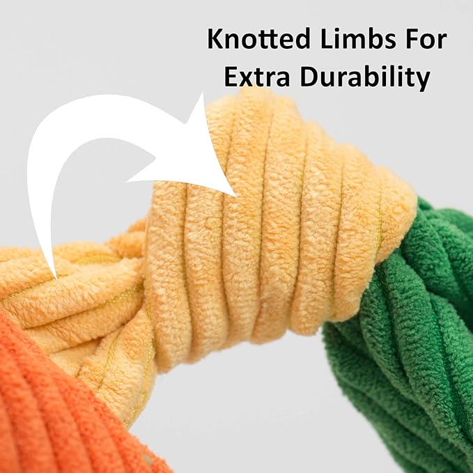 HuggleHounds Knottie Plush Dog Toy - Dog Stuffed Animal Toy, Puppy Toys, Squeaky Dog Toy for Small, Medium & Large Dogs, Soft, Durable Plush to Keep Them Busy - SEB Sloth, Small