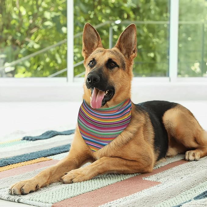 Mexican Serape Color Stripe Dog Bandana Scarf Triangle Bibs Pet Accessories Cat Kerchief