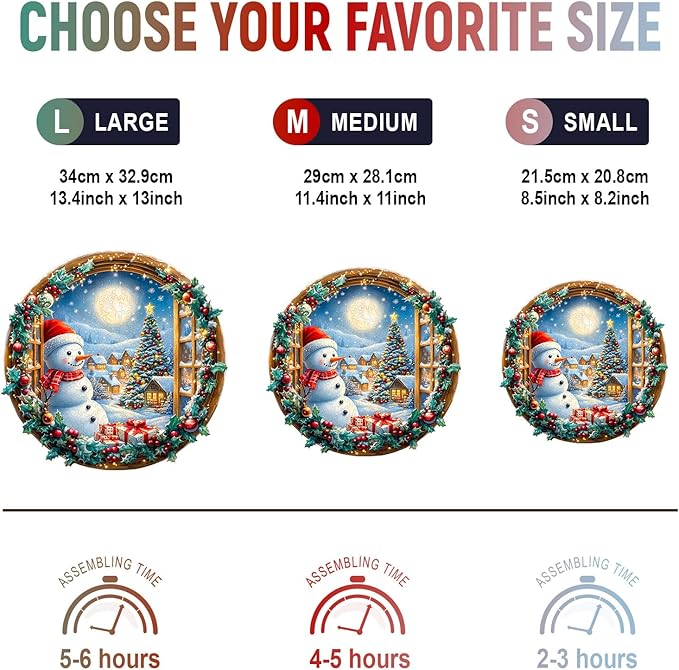 Wooden Puzzles for Adults - Snowman's Vigil Wooden Jigsaw Puzzle, Unique Animal Shaped Wood Puzzles Adult, Christmas Birthday Gifts for Friends/Family, Home Decor 13.4 * 13in 300pcs