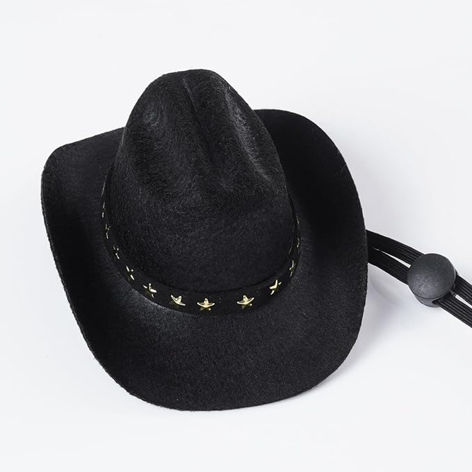 Pet Cowboy Costume Halloween Costumes for Small Pet Dogs Cat Cowboy Hat with Bandana Scarf Set Party Accessories (Black, Small)