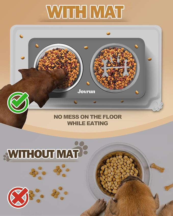 Elevated Dog Bowls, Dog Feeder with 2 Stainless Steel Dishes &1 Slow Feeder Bowl, 5 Heights Adjustable Raised Stand for Medium Large, Food Dishes with Non-Slip Feet