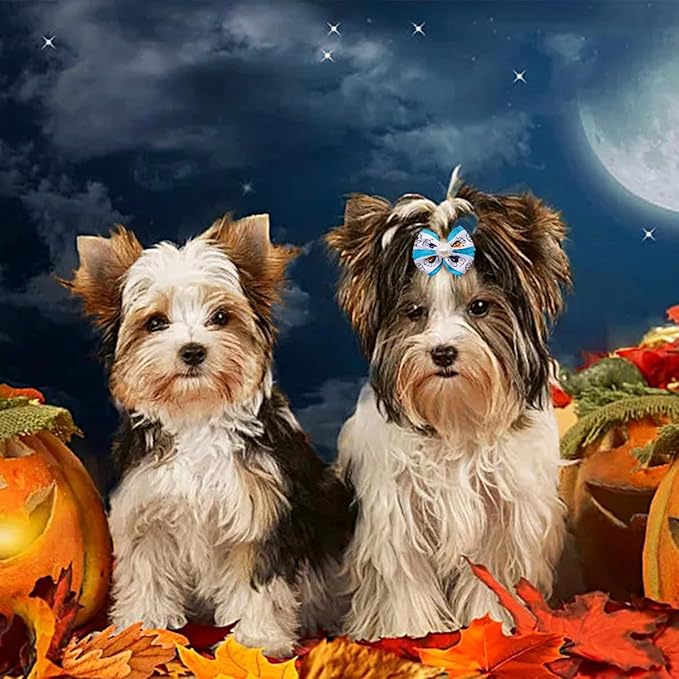 PET SHOW 20pcs Dog Hair Bows with Alligator Clips for Small Medium Dogs Bowknot Hair Clips Cat Puppy Yorkshire Grooming Hair Accessories Assorted (Halloween Thanksgiving Day)