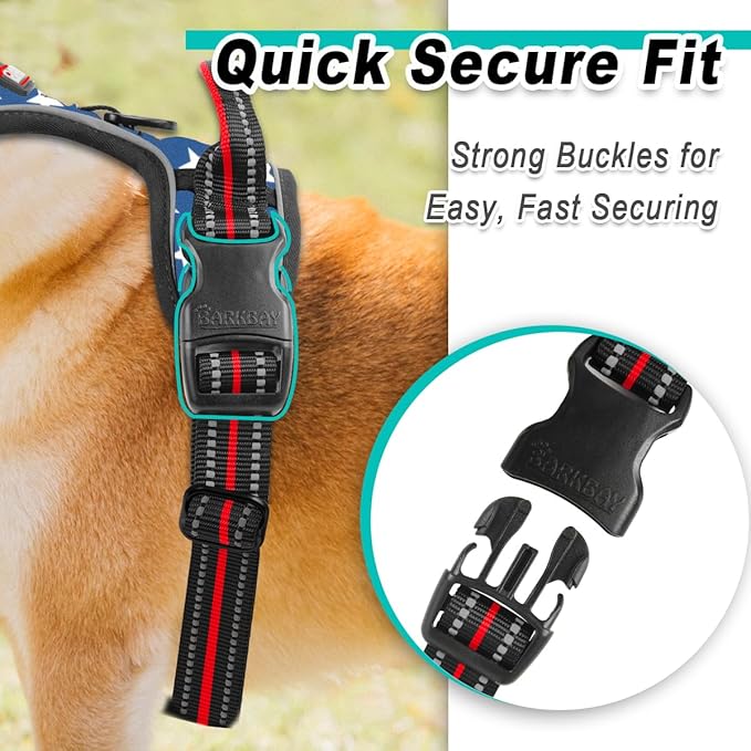 BARKBAY Dog Harness No Pull for Small Dogs - Adjustable, Reflective, Comfortable, No Choke, Heavy-Duty - Perfect for Outdoor Training, Walking, and Hiking - Strong & Durable - XS & Star