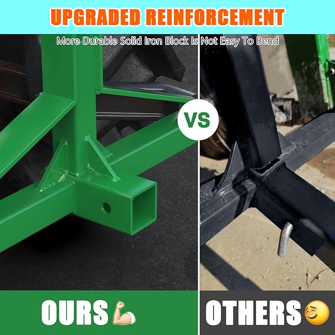 3 Point 2" Trailer Hitch Receiver Heavy-Duty for Category 1 Tractors Compatible with Kubota, BX, LM25H, WLM Tractor, NorTrac, Yanmar, Kioti, Cat (3 Point 2"-Green)