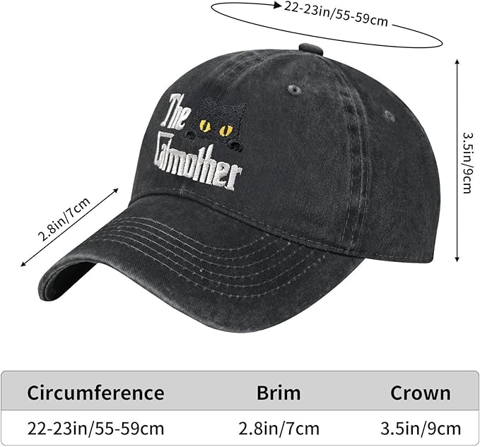 Black Cat Hat,Ragdoll Cat Embroidered Adjustable Cotton Baseball Cap for Men Women,Gifts for Cat Lovers